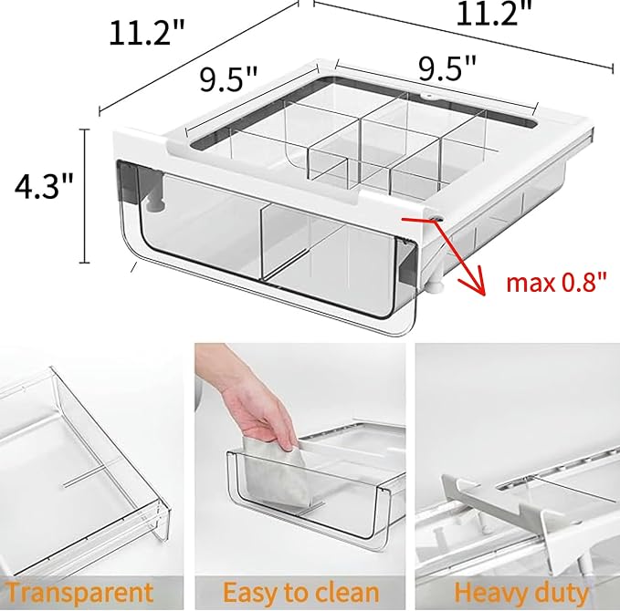 vacane Under Shelf Organizer, Under Shelf Storage Drawer Pull Out, Under Cabinet Basket Hanging Holder for Cupboard Cabinet Pantry Kitchen