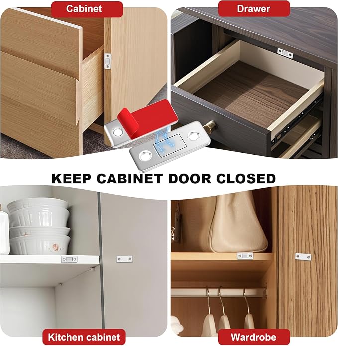 Cabinet Magnetic Catch 8 Pack Ultra Thin Cabinet Door Magnetic Catch for Drawer Magnet Adhesive Cabinet Latch Magnetic Closures for Sliding Door Closure Kitchen Closet Closer