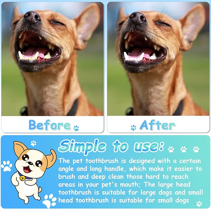 Honeydak Dog Toothbrush Bulk Dual Headed Dental Brushes Dogs Tooth Brushing Kit Long Handle Pet Tooth Brush for Puppy Large Small Cats and Most Pets Teeth Cleaning Dental Supplies(80 Pcs,Dark Blue)
