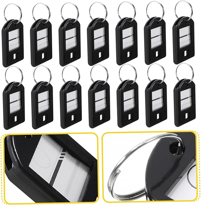 TEHAUX 50pcs Key Tags Split Rings for Easy Identification and Organization Portable Luggage Labels for Home Office and Travel Use