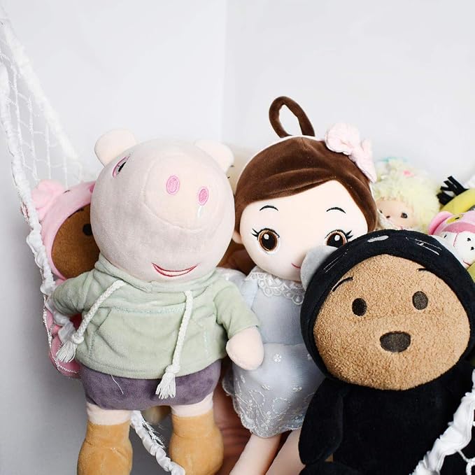 Hammock Mesh Toy Net Stuffed Animal Hammock Mesh Toys Net for Kids Jumbo Large Storage Mesh Net for Pet Corner Animal Hammock Stuffed Animals Wall Hanging Organizer Christmas Gift (White)