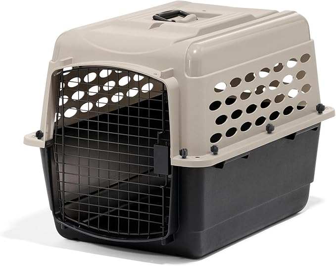 Petmate Vari Dog Kennel, Portable Pet Carrier, Taupe and Black, 28in | Airline Friendly and Made of Durable Plastic, This Pet Crate Works Great for Home and Travel