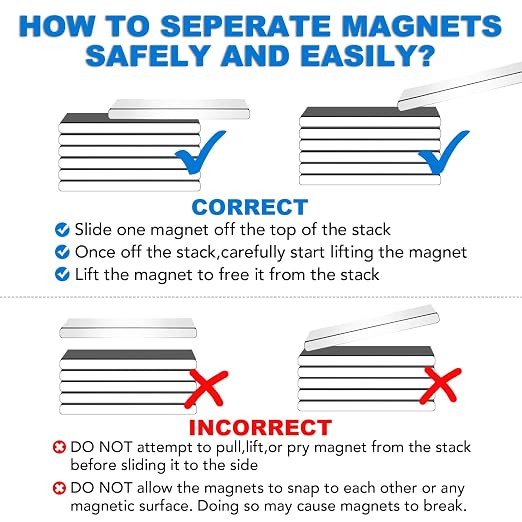 BEST CHOICE MAGNETS 12 Pack Strong Neodymium Bar Magnets, 60 x 10 x 3 mm | Rare Earth Neodymium Magnets with Double-Sided Adhesive Perfect for Fridge, Garage, Kitchen, Craft, Office