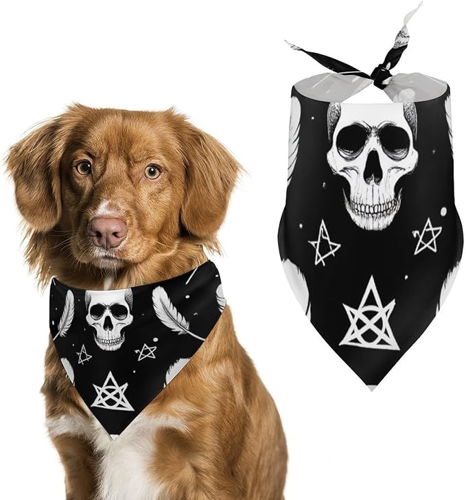 Portable Adjustable Goth Raven Crow Skull Moon Star Gothic Witch Magic Spirit Board Triangle Dog Scarf, Lightweight and Comfortable Pet Daily Accessories for Casual Daily Use