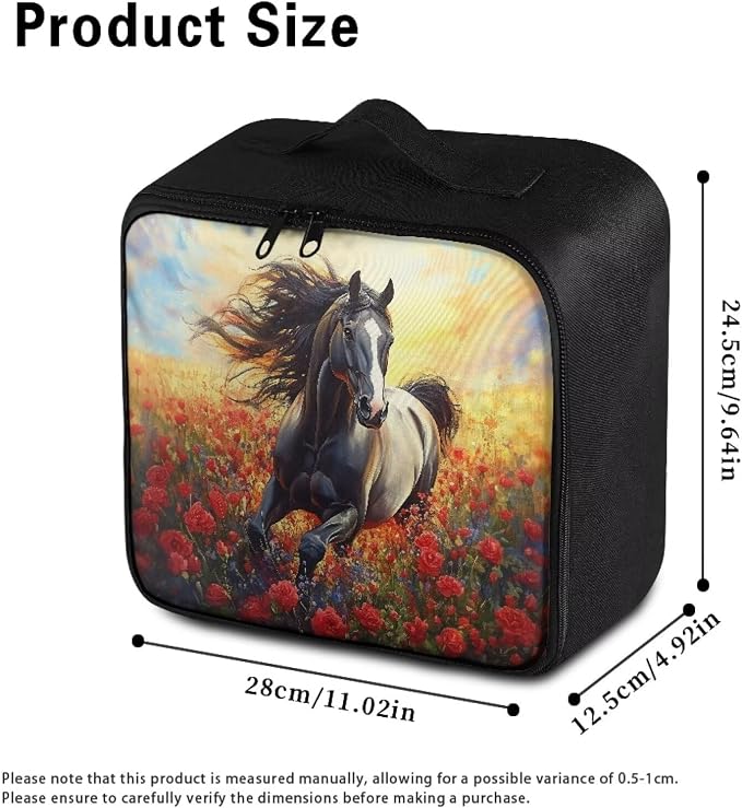 Rnyleeg Sunset Horse First Aid Bag Empty Romantic Rose First Aid Kit Home Lightweight Medical Travel Kit with Mesh Pockets&Handle Easy to Clean