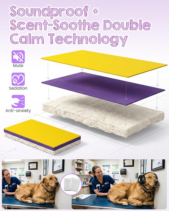 Dog Ear Muffs Noise Protection,Noise Cancelling Dog Ear Muffs for Fireworks, Thunder & Anxiety – Adjustable for Medium to Large Dogs,Calming Lavender Aromatherapy Pads & Detachable Antlers Included
