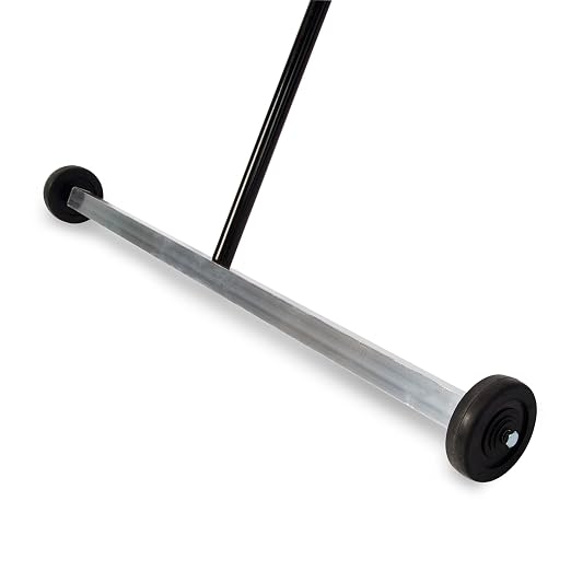 Master Magnetics Magnet Sweeper, 27” Wide Push-Type Mini Magnetic Broom with Wheels, Industrial Pick-Up Tool for Nails, Screws, and Metal Debris, 07265