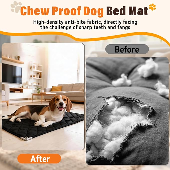 23"x 17"Chew Proof Crate Pad for Aggressive Chewers,Reinforced Metal Edges | 23"x 17",Reinforced Metal Edges and Metal Rings, Suitable for Stubborn Chewers and Puppies in Teething Stage,Small-Sized Dogs