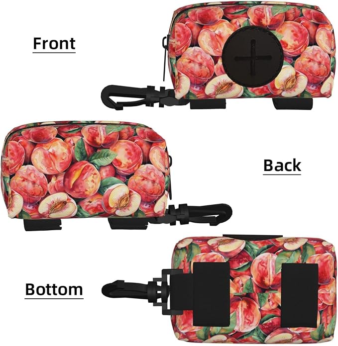 Peaches Pet Waste Bag Dispenser 0.2L | Portable Dog Poop Holder Waste Bag With Zipper Park Doggy Walking Accessory