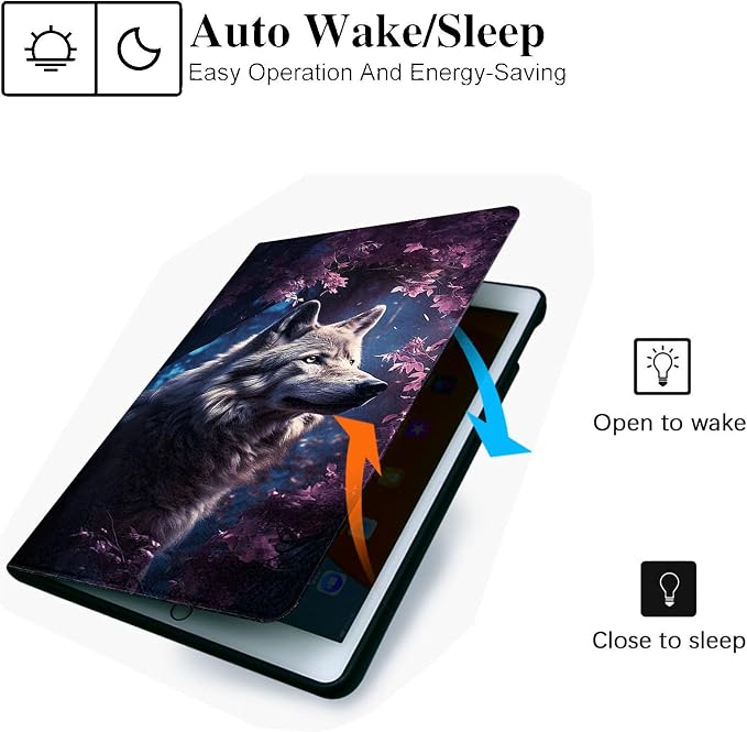 for Microsoft Surface Pro 11/10/9-13" 2024/2022 Tablet Case,Auto Wake/Sleep,Adjustable Stand Protective Cover - Wolf