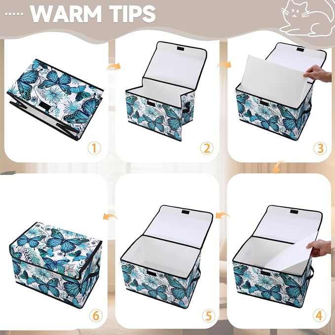 Stackable Clothes Storage Bins with Lids 3 Pack | Closet Organizers, Fabric Box, For Blanket Clothes, Under Bed Storage Containers