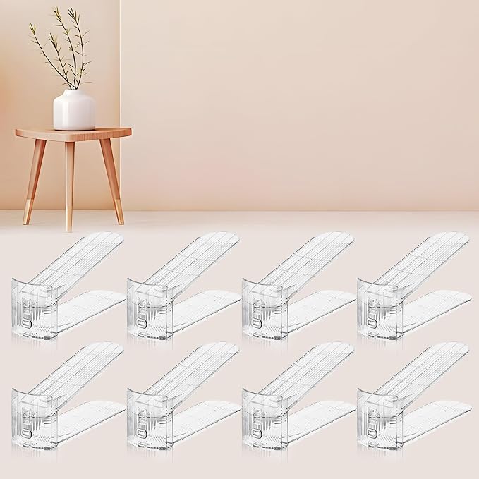 FENRUNXU Shoe Slots Organizer for Closet,8 Pack Shoe Stacker Shoe Rack Organizer for Closet Space Saver Storage Shoe Holder Organization(Transparent)