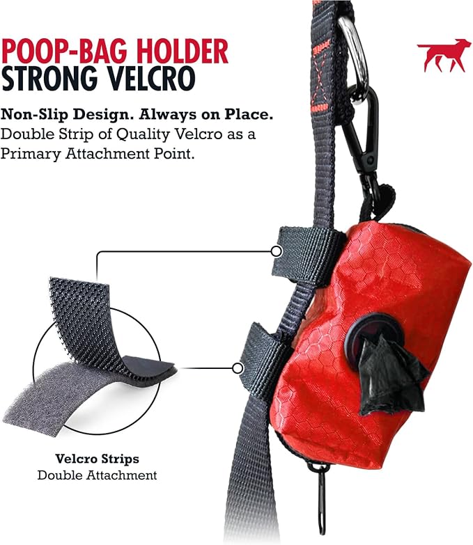 Tuff Pupper Dog Poop Bag Holder | Works with Any Dog Leash | Zippered Waste Bag Dispenser | Waterproof with Rust-Proof Clip | Convenient Lightweight Design | Includes 2 Rolls of Leak-Proof Bags
