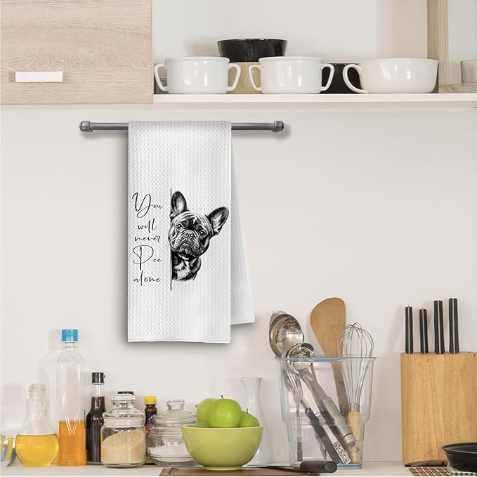 Funny French Bulldog Bathroom Hand Towels, French Bulldog Gifts for Women Men, Frenchie Dog Lover Gifts Decorative Hand Towels for Bathroom Washroom Restroom, 16x24 Inch