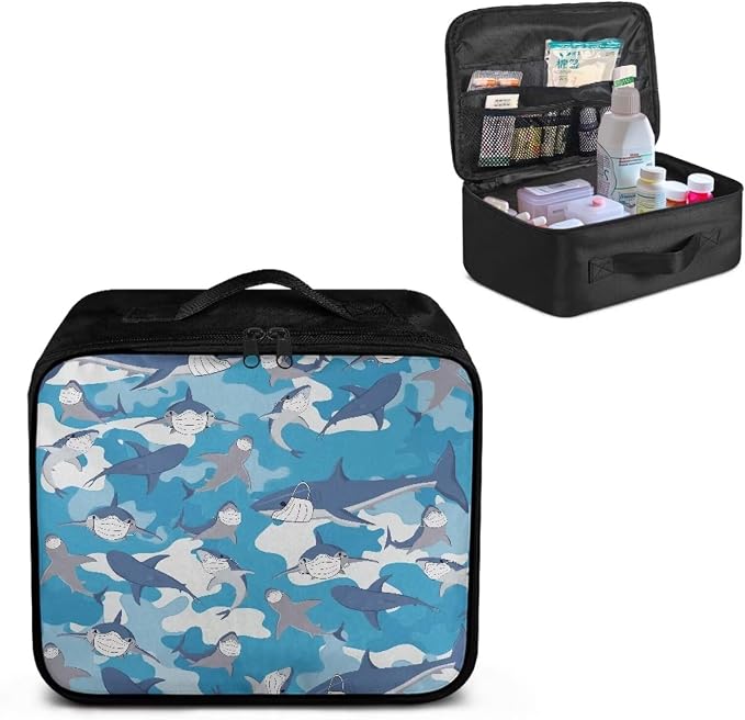 First Aid Bag Empty Large Shark Medical Storage Bag Pattern Emergency Survival Pouch Bag for Camping Hiking Home Travel Empty First Aid Pouch for School Kids College Student