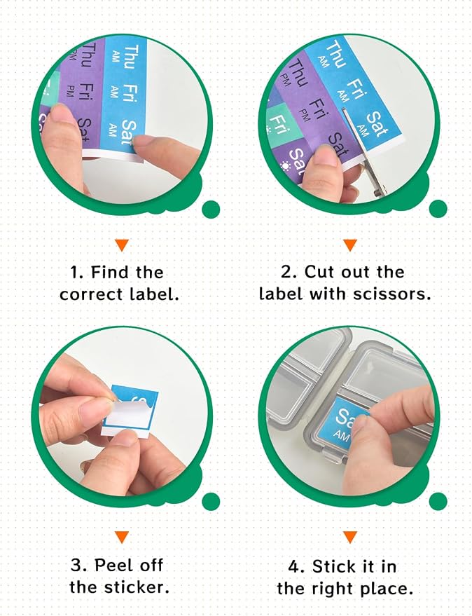 CAPHONT 700 Pcs Medicine Labels Stickers for Pill Organizers DIY Pocket Pharmacy Labels & Medicine Reminder Stickers, Week Morning Evening Medication Instruction Labels for Pill Case Planners