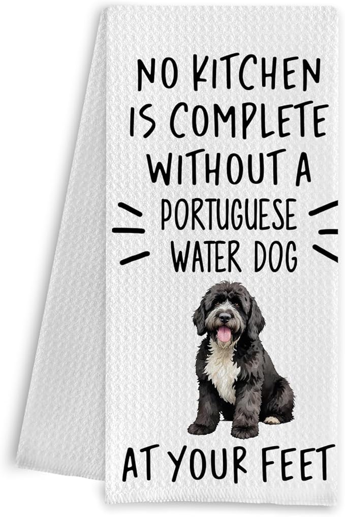 Portuguese Water Dog Kitchen Towels, Portuguese Water Dog Dish Tea Towels, Dog Mom Gifts Hand Towels for Kitchen Decor, Dog Lover Gifts, 16x24 Inch