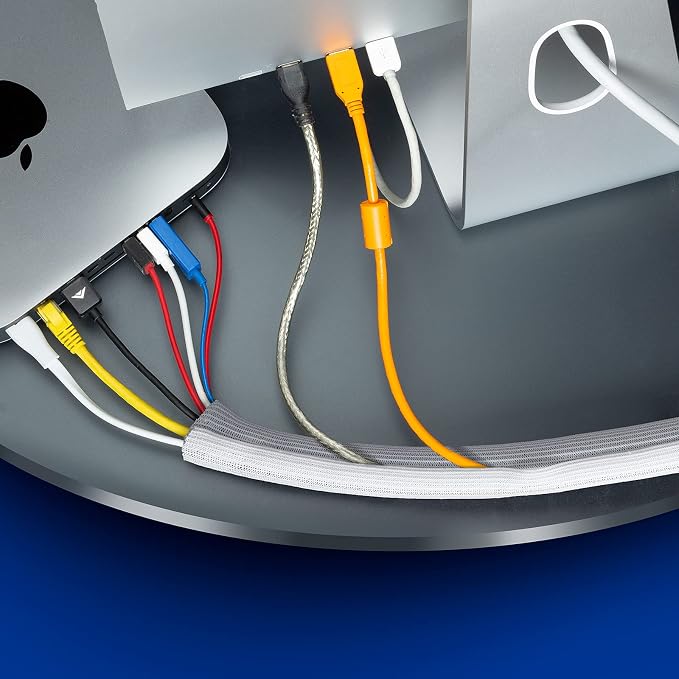Maximm Cable Management Wire Loom 3ft 1 Inch White Split Cord Protector 2 Pack