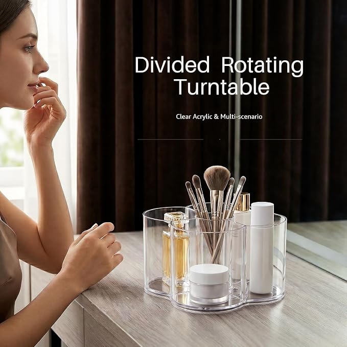 Drink Packet Organizer for Powdered Drink Mix, Divided Rotating Lazy Susan | Lazy Susan Turntable Organizer for Powder Packet, Clear Turntable Organizer Tray for Water Flavor Packets, Powder Mixes