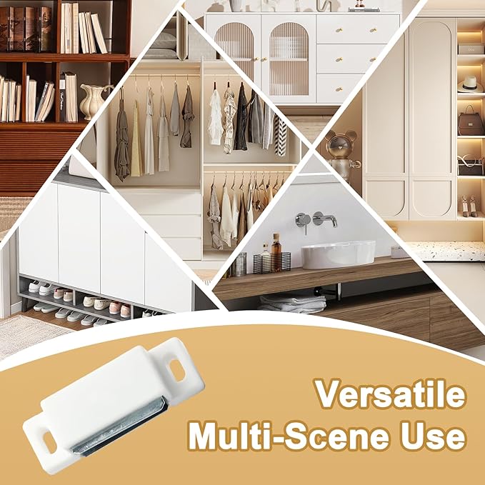12Pcs Cabinet Door Magnets Catch, White | Magnetic Door Catch, Drawer Latch, For Closure Cupboard Closet Bathroom
