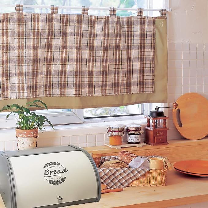 X458 Gray Bread Box Roll Top, Metal Bread Box for Kitchen Countertop, Large Space, Keeps Bakery Items Fresh Longer, Bread Bin for Kitchen Countertop, Breadbox to Store Cookies, Bagels, Muffins