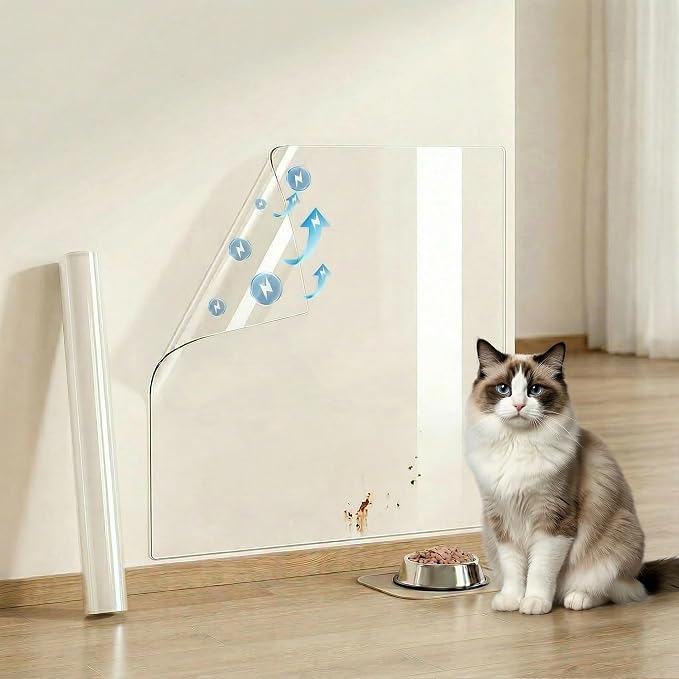 Transparent Oil-Proof Wall Protector Contact Paper | 17.7in x 393in Removable Wallpapers Countertops Transparent Wall Protective Film Waterproof Wallpapers Kitchen Backsplash