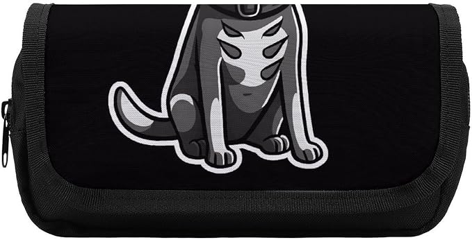 Pet Dog Stickers Large Capacity Pencil Case with Double Zipper - 2 Compartments Stationery Pen Organizer Pouch, Portable Storage Bag for Office Supplies, Travel & Cosmetics