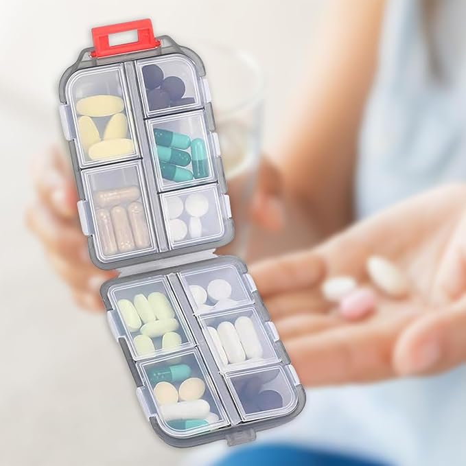2PCS 7-Day Pill Organizer with Labels – Travel Pill Case, Daily Medication Organizer | Compact & Secure | Fits in Pocket/Purse (3.7” x 2.4”)
