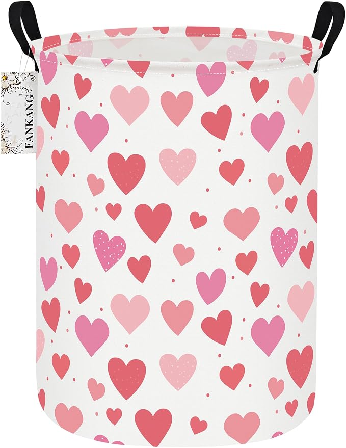 Storage Bin Foldable Nursery Organizer Basket Hearts | Foldable with Waterproof PE Coating Organizer Bin for Kids Boys and Girls,Office,Bedroom,Clothes