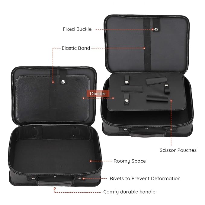 Segbeauty Barber Carrying Case, 11.8 x 8.5in Hair Styling Travel Tool Bag, Professional Salon Hair Cutting Grooming Kit Storage Organizer for Clippers, Scissors, Barber Supplies