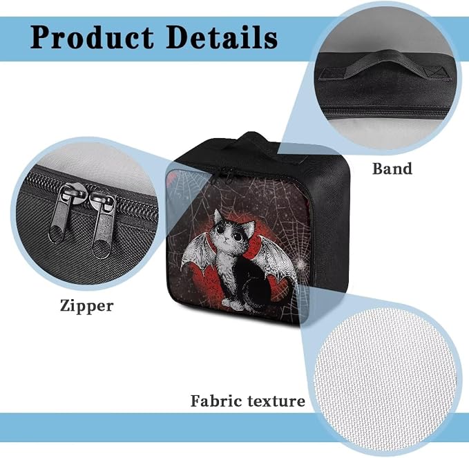 First Aid Kit Bag Empty Gothic Bat Cat Cobweb Emergency Medical Pouch for Hospitals Schools and Home Use Constructed with Tear-Resistant Fabric