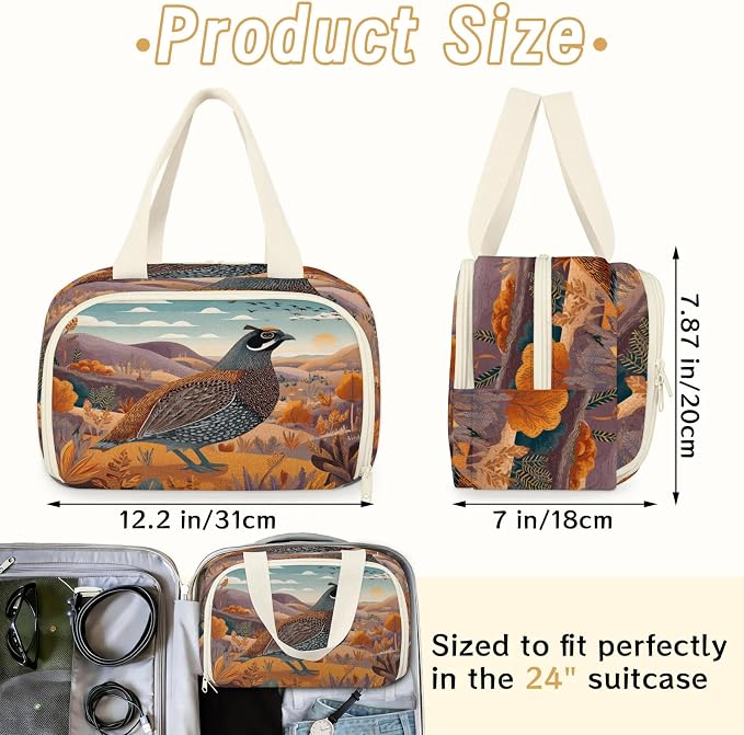 Grouse Travel Toiletry Bag for Women | Bird Wild Animal Lightweight Waterproof Makeup Cosmetic Bag Large Tote Organizer for Traveling, Toiletries, Accessories