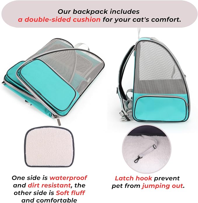 Cat Backpack Carrier, Ideal for Small Animals & Puppies, Airline Approved,Safe for Travel, Hiking, Vet Transport & Outdoor Use Fully Ventilated Design for Ultimate Comfort On-the-Go