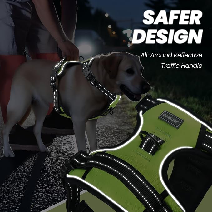 VIVAGLORY No Pull Dog Harness Vest Harness, XS, Bright Yellow - Plain | with Handle Front and Back Clip for Training & Pulling, No Pull & Escape Proof Padded Adjustable for Pet Puppy