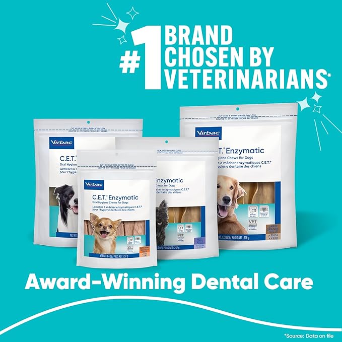 Virbac C.E.T.® Enzymatic Oral Hygiene Chews for Dogs, X Small - Plaque & Tartar Control - Single Layer Beefhide with Exclusive Dual-Enzyme System & Tasty Chicken Flavor - Easy to Give Dog Dental Chew