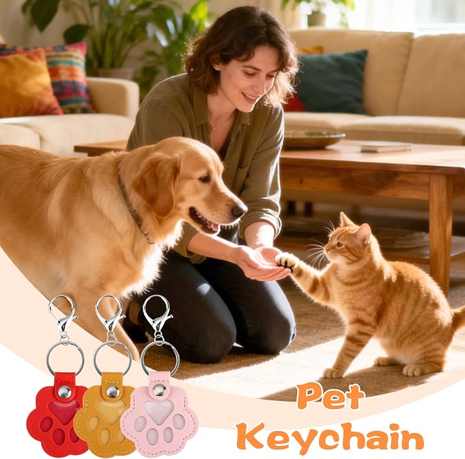 8 Pcs Pet Paw Keychain with Lobster Clasp,Pet Fur keepsake Photo Storage Keyring Hair Keychain Set, Portable Memorial Charm,Handmade Bag Purse Key Holder,Father Day Graduation Gift