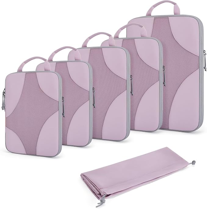 Bagsmart Compression Packing Cubes, Travel Bag Cruise Ship Essentials | Lightweight, Compressible Suitcase Organizer Set fit Standard Carry-On & Checked Luggage, 6 Set, 14 Set Washable Packing Bags