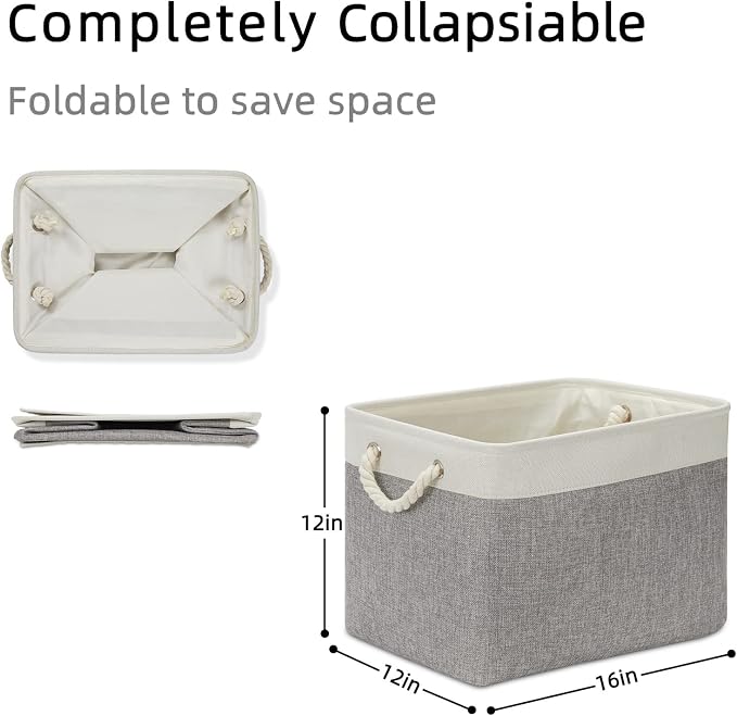 Large Fabric Collapsible Cube Storage Baskets for Organizing 16x12x12 | Storage Bins for Organizing Fabric Collapsible Organizer Baskets