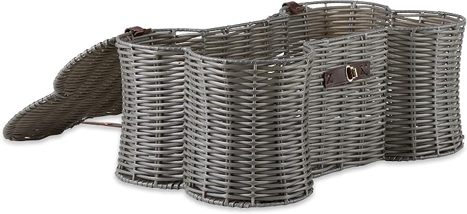 Bone Dry Pet Storage Collection Toy Basket, Small, 17.5x11x7.5", Gray Plastic Wicker