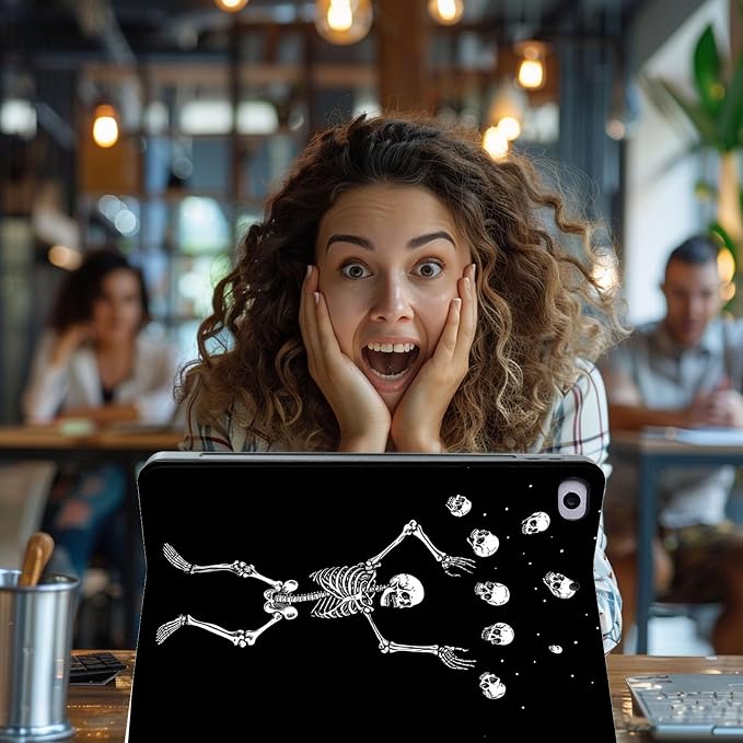 for Microsoft Surface Pro 11/10/9-13" 2024/2022 Tablet Case,Auto Wake/Sleep,Adjustable Stand Protective Cover - Skeleton Skull