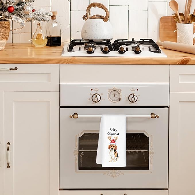 Jvpke Merry Christmas Beagle Kitchen Towels - 16x24 in Decorative Hand Towels for Beagle Lovers