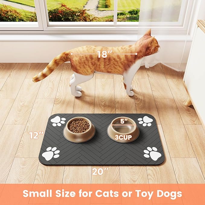 Pet Feeding Mat-Absorbent Pet Placemat for Food and Water Bowl, with Waterproof Rubber Backing, Quick Dry Water Dispenser Mat for Dog and Cat (27"x17", Red)