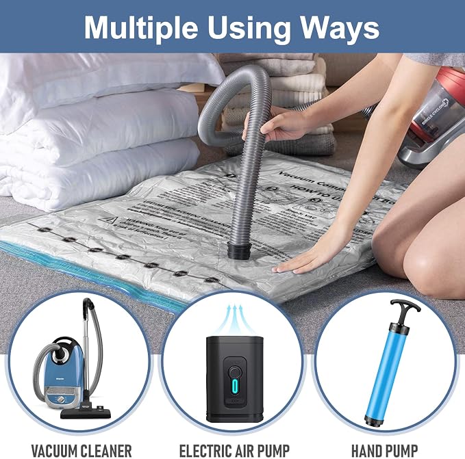 BoxLegend Vacuum Storage Bags with Electric Pump 30 Combo (8XL, 8L, 4M, 4S, 4XS, 2XXS) Heavy-Duty Thickened Vacuum Seal Bags for Clothing Space Saving for Closet & Travel Pillow Comforters Bedding