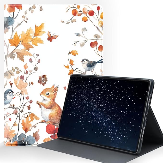 for Samsung Galaxy Tab S6 10.5 Inch 2019 (SM-T860/T865/T867) Tablet Protective Cover with Adjustable Stand and Magnetic Auto Wake/Sleep,Squirrel Bird