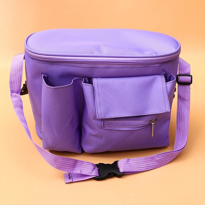 Purple Oxford Fabric Stroller Hanging Storage Bag with Multi-pocket Compact Design for Stroller and Cart Handle, Space Saving Organizer for Outgoings and Business Trips