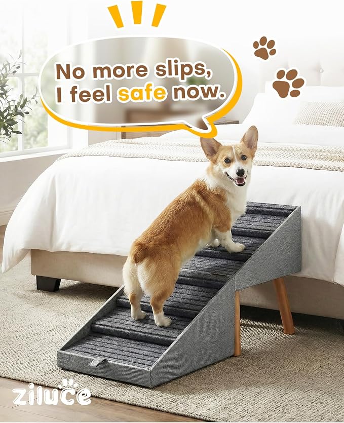 Dog Ramp for Bed & Couch 21" H, Foldable 2 in 1 Dog Stairs, Split Ottoman | No Slip Pet Steps for Senior/Injured Dogs, Split Ottoman Dog Ramp for Large/Medium/Small Dogs, Space Saving
