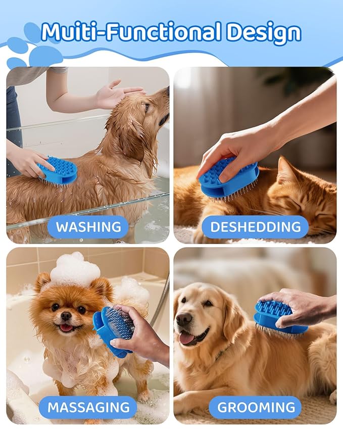 Double-Sided Dog Brush for Shedding, Silicone Dog Brush for Long Haired Dogs, Deshedding Brush Pet Brushing Comb for Grooming, Massage & Skin Care Brush - Pet Supplies