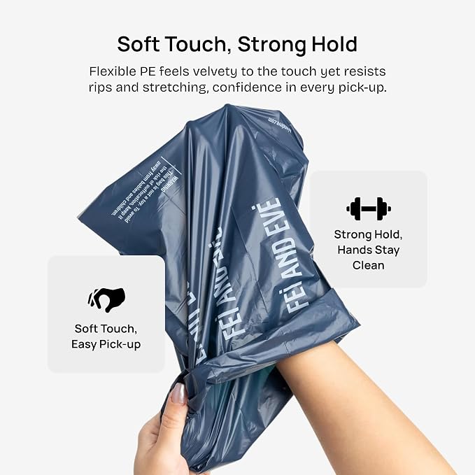 Fei & Eve Poop Bag Dispenser - Compact & Lightweight | Fits all Leashes | Compatible with all standard rolls | White, With 1 Roll Poop Bag