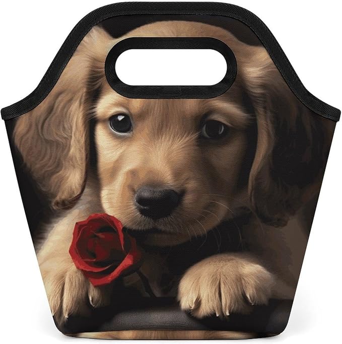 Cute Pet Dog Lunch Bag Cooler Bag Tote Bags | Reusable Portable Lunch Box for Women/Men Lightweight Soft Cooler Bags Organizer for Adults Work Travel Outdoor