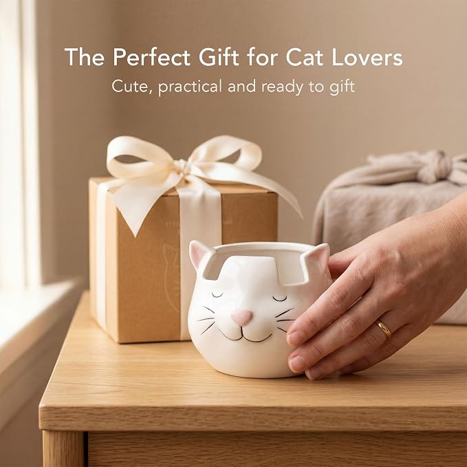 White Cat Eyewear Holder, Multi-Purpose Accessories for Makeup and Stationery, Compact and Cute